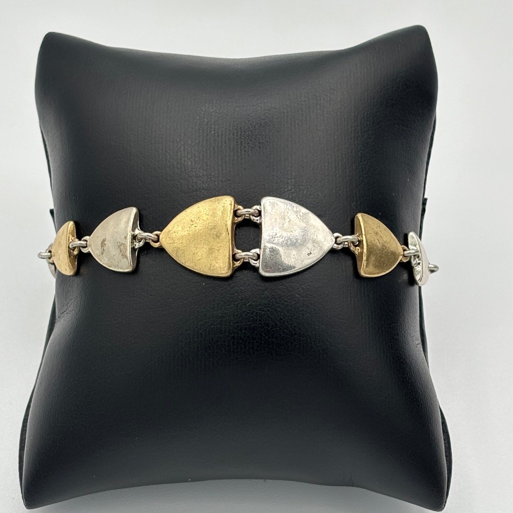Lucky Brand Link Bracelet Women Gold Silver Two Tone Hammered JLRY8663